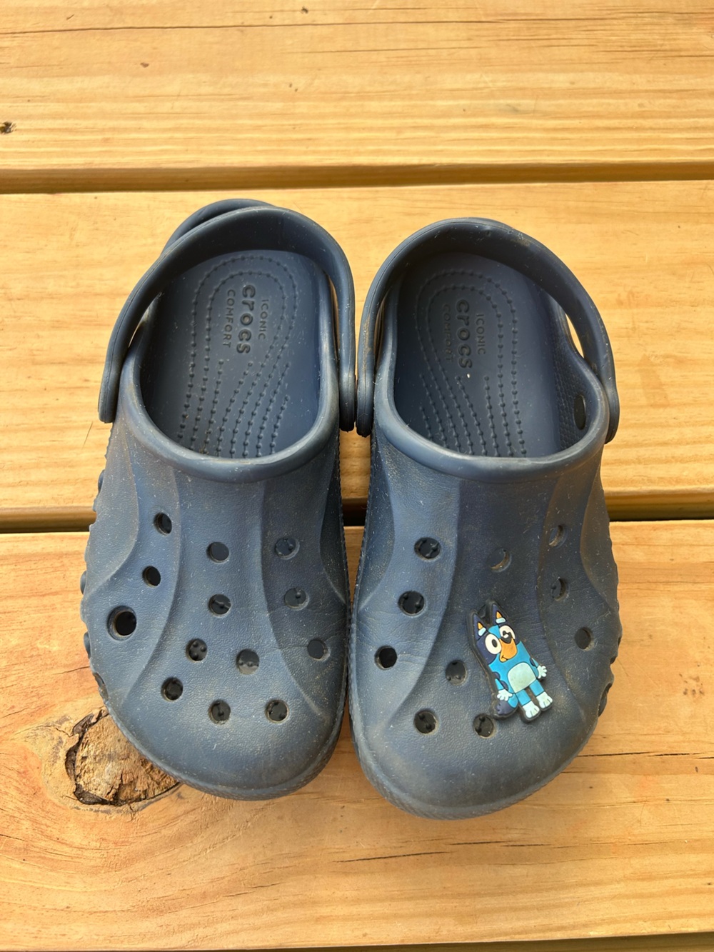 CROCS Kids Navy Blue Clogs with Cartoon Charm
